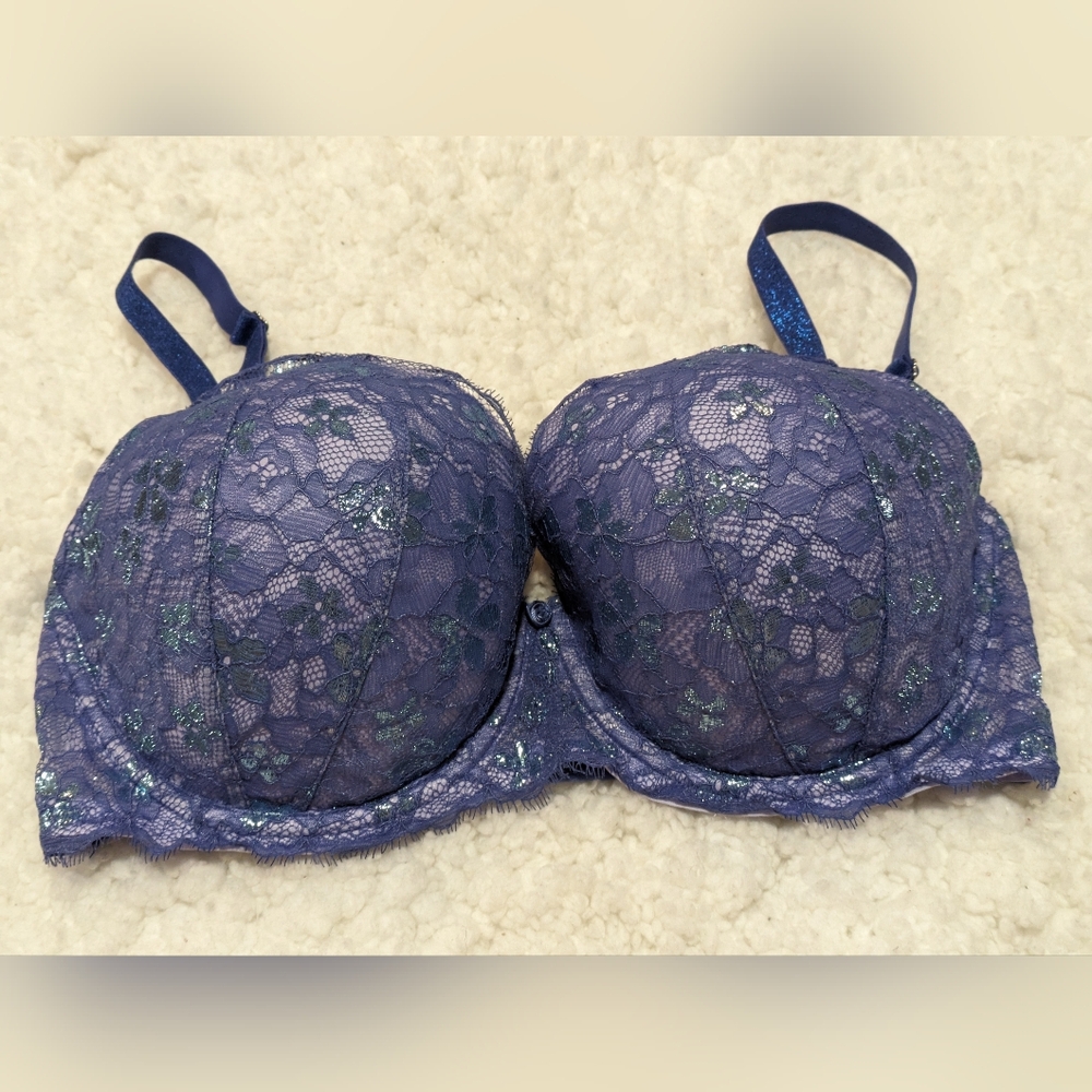 Victoria's Secret Dream Angels Lined Demi Bra Size 34DDD Purple Blue